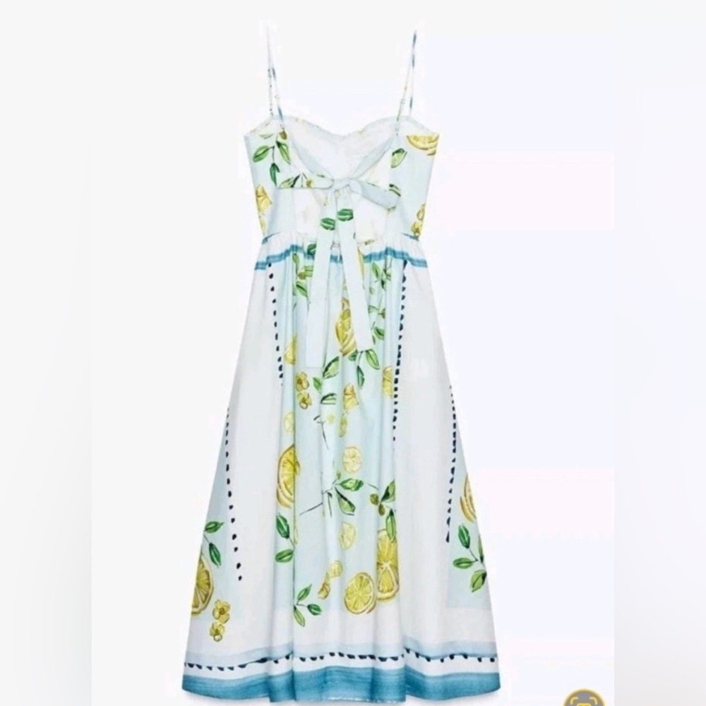 Zara Lemon Print cotton Dress NWT - Picture 12 of 13